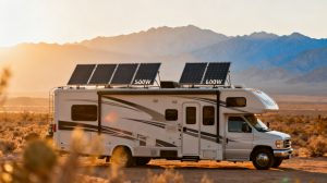 800W RV solar kit professionally installed on motorhome roof