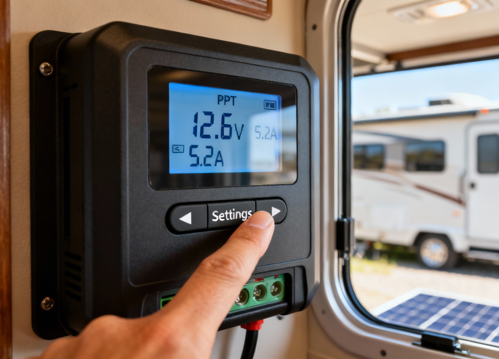 MPPT controller managing 800W solar charging system