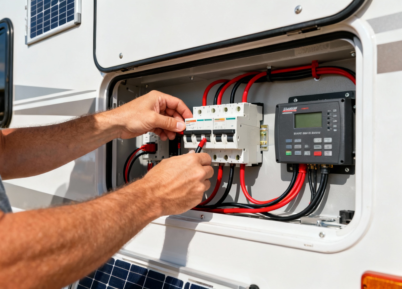 Installing safety breaker for 800W RV solar system