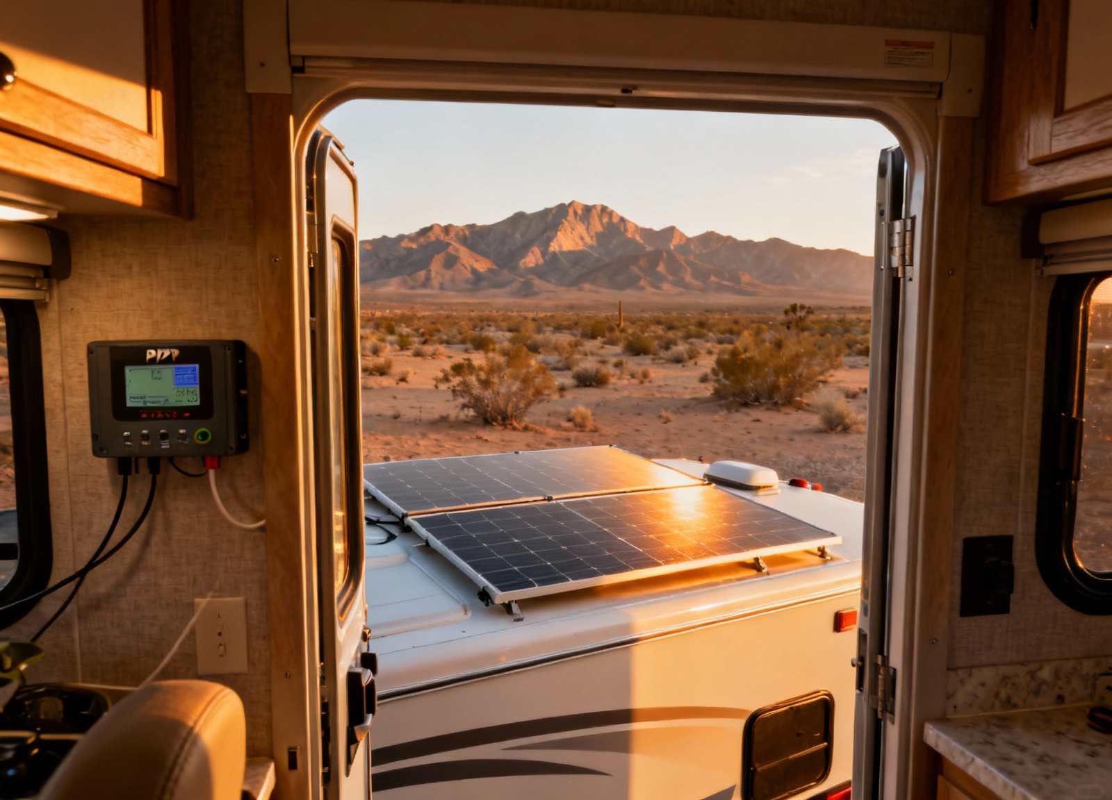 MPPT controller managing power during RV boondocking adventure