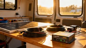 200W RV solar kit installation on motorhome roof