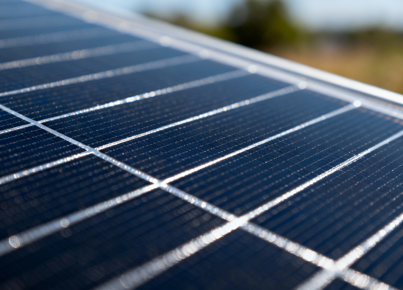 Monocrystalline solar cell detail showing rigid panel construction