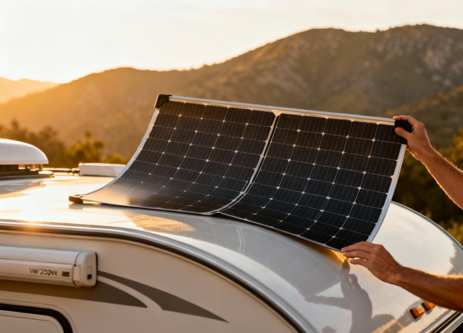 Installing flexible 200W solar panel on RV