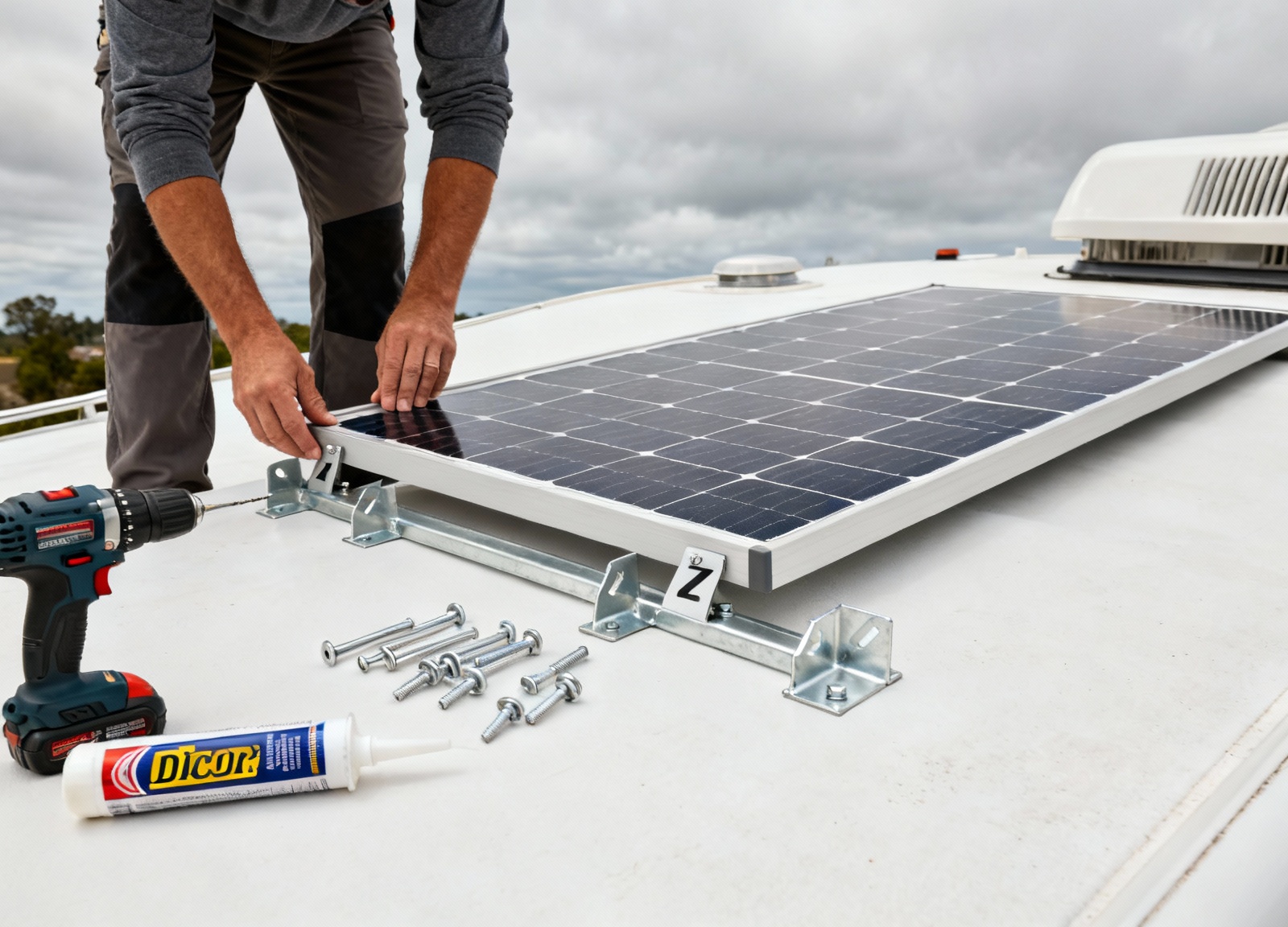 Preparing RV roof for rigid panel mounting with proper hardware