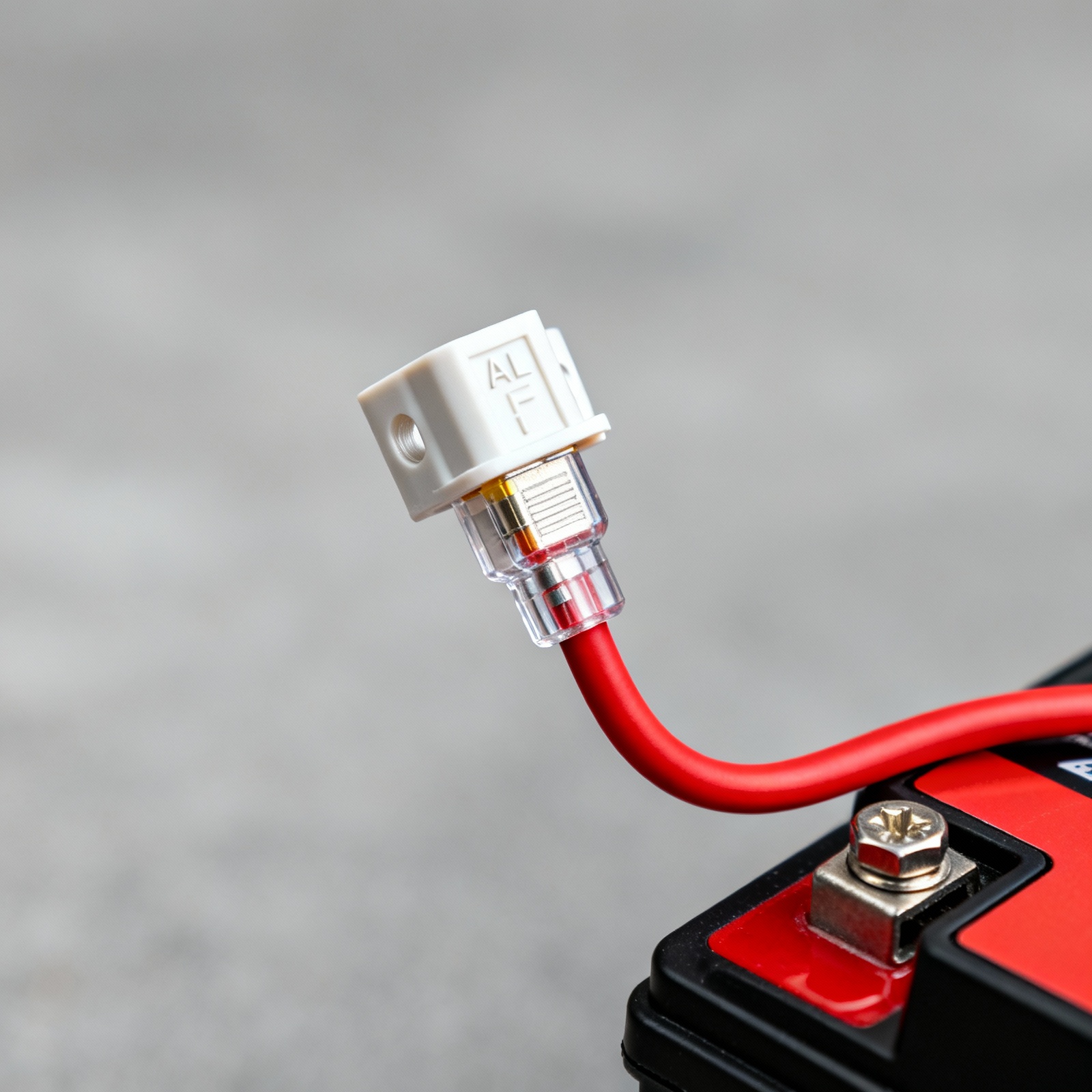 Inline fuse holder protecting RV battery circuit connection