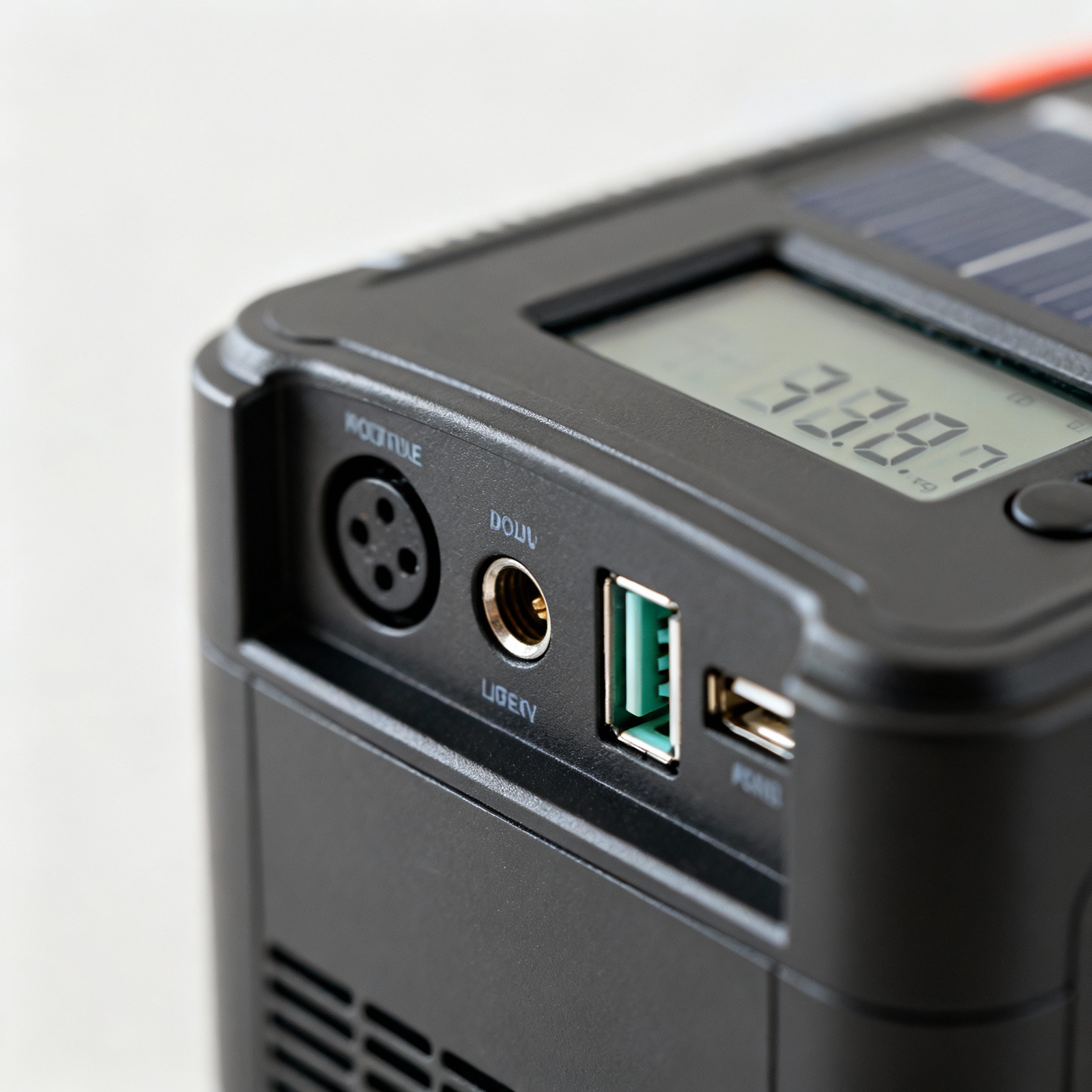 Portable solar panel built-in charge controller and connection ports