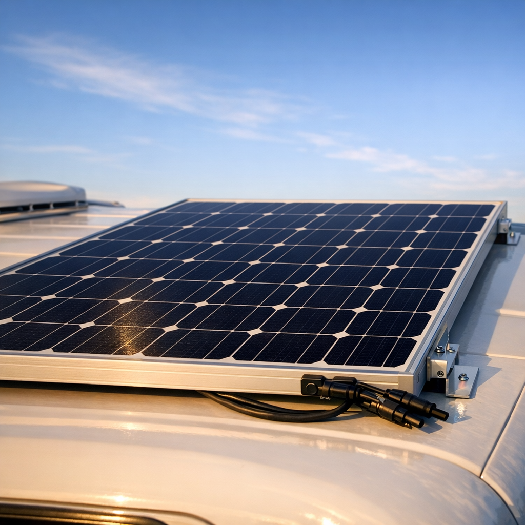 Solar panel on RV roof sized from energy audit results