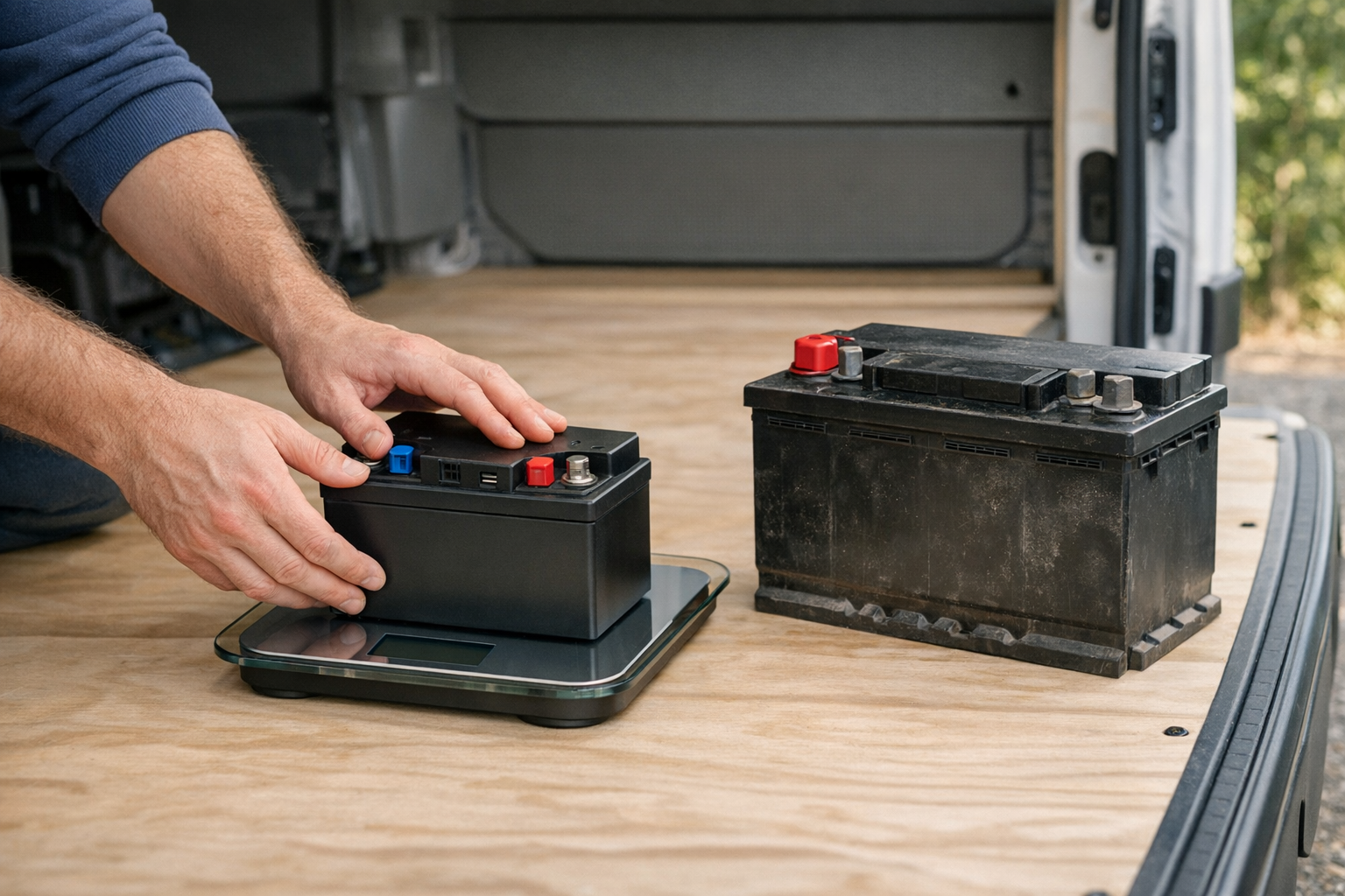 Comparing lithium and lead-acid battery weight for RV amp hour needs