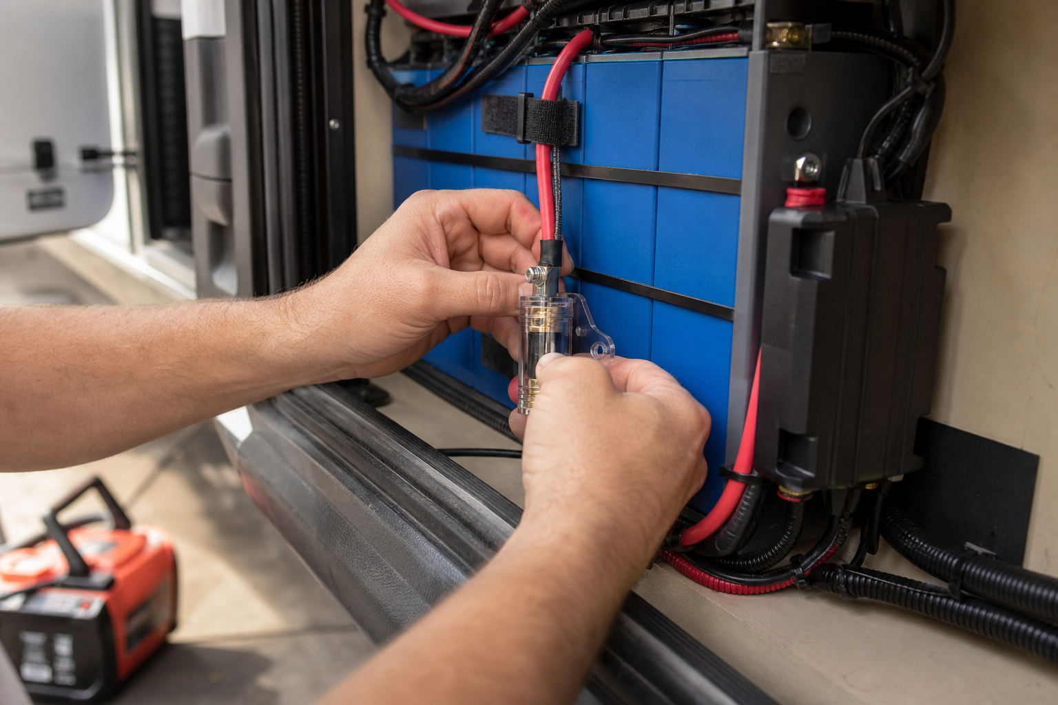 Installing safety fuse on RV lithium battery bank