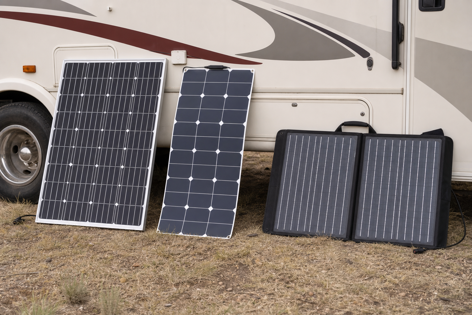 Rigid, flexible, and portable RV solar panels compared side by side