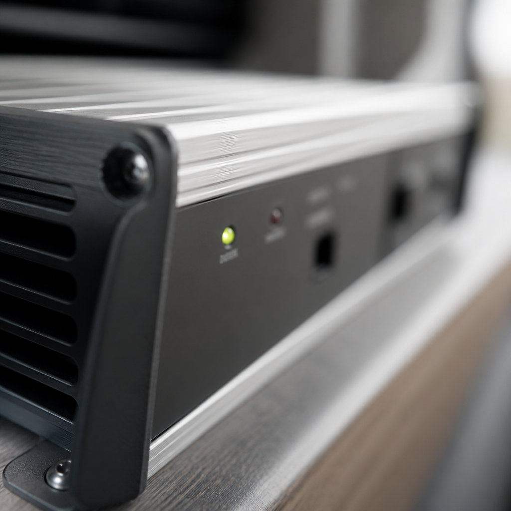 Close-up of pure sine wave inverter panel with indicator light