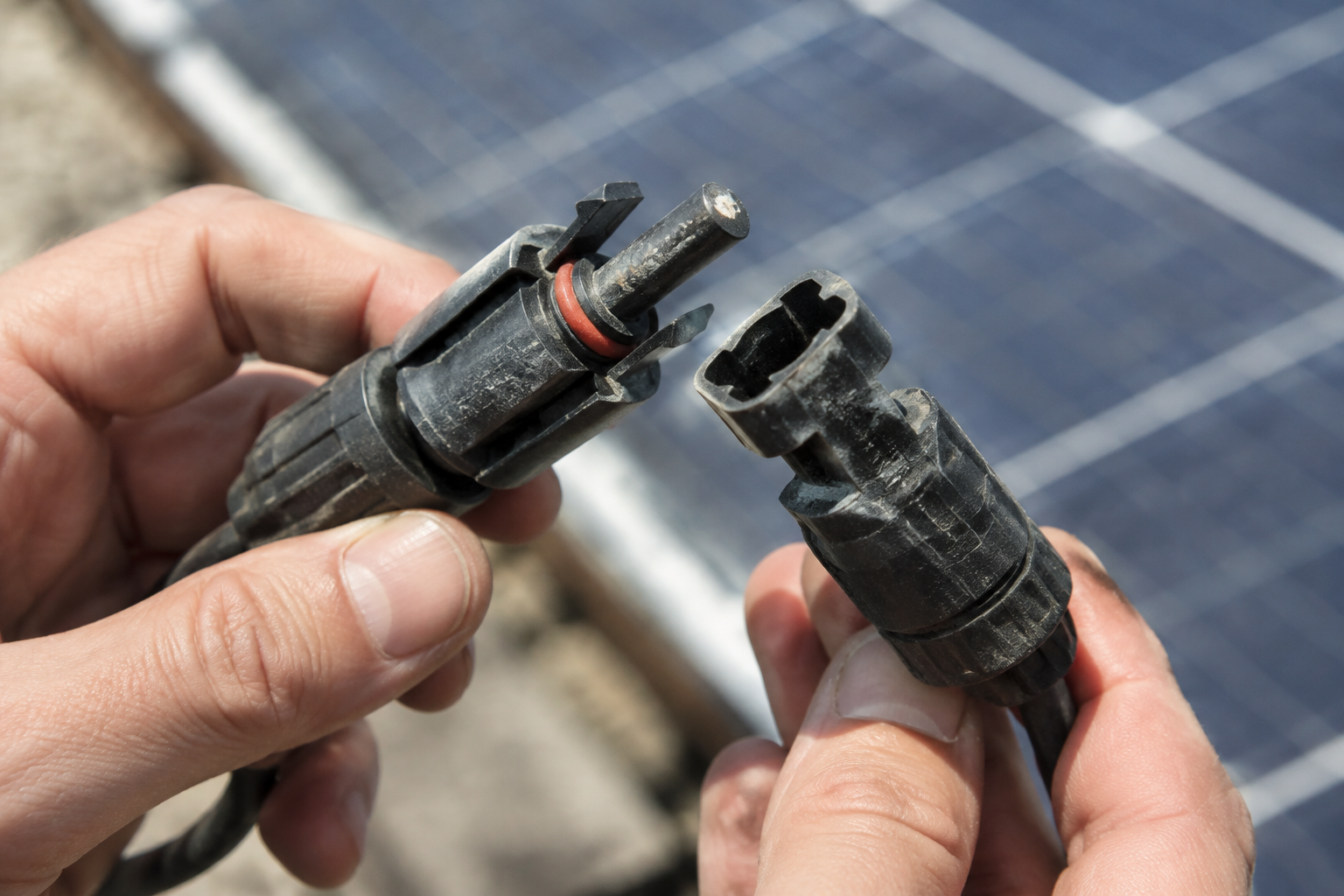 Inspecting an MC4 connector for corrosion and wear
